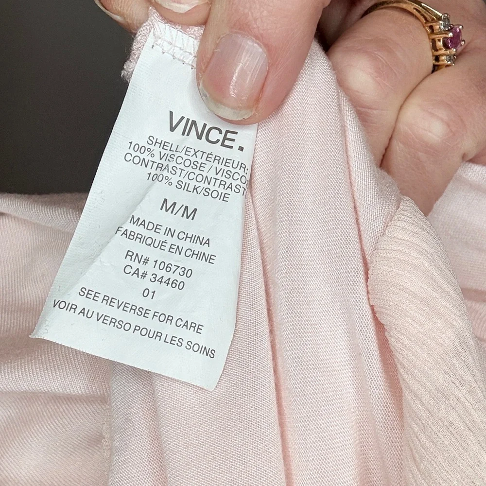 Vince Light Pink Layered Short Sleeve Top Size Medium
